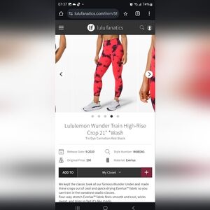 Lululemon Wunder Under 21" Crop